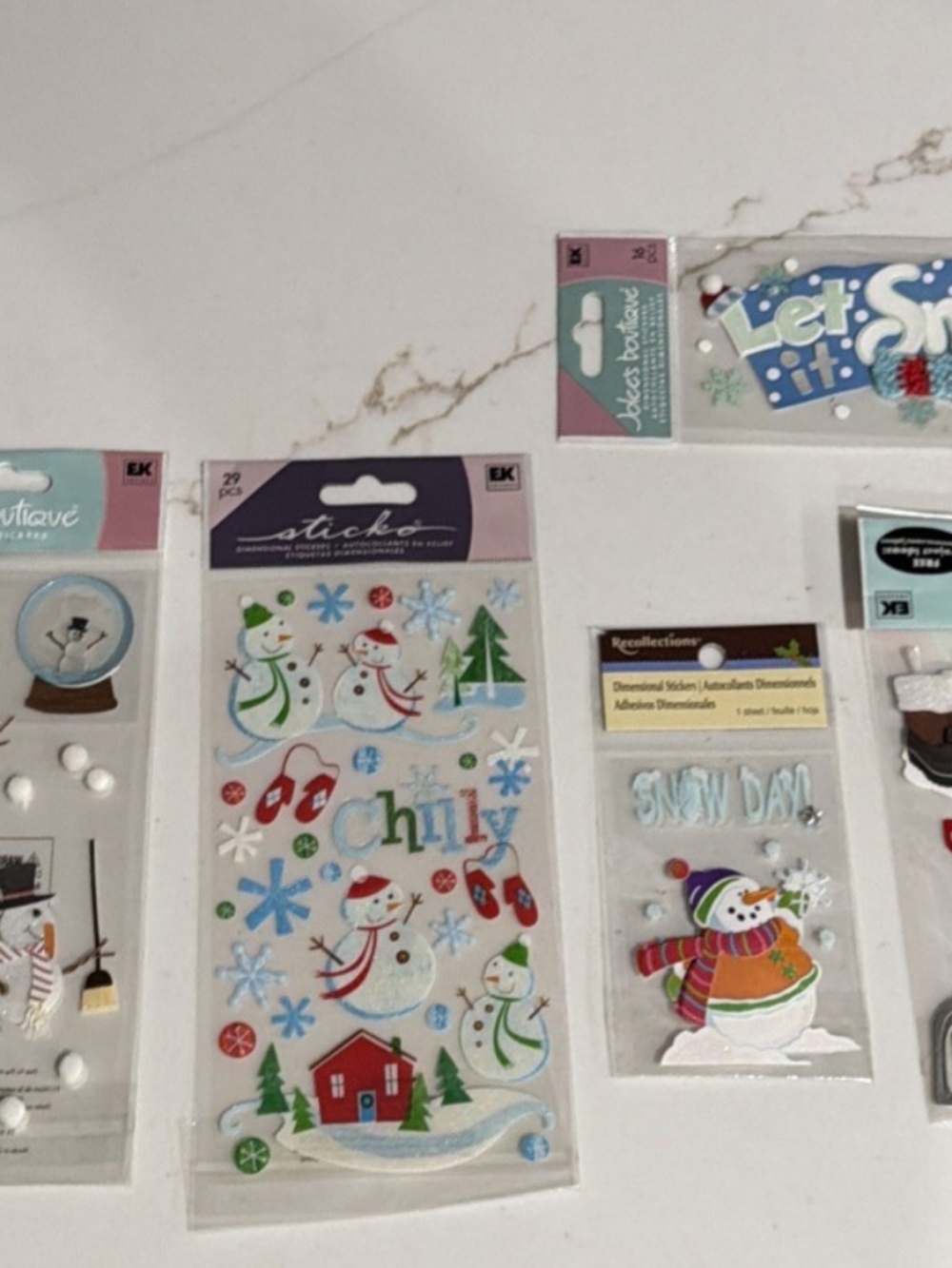 Snowman Scrapbooking Stickers - Lot Of 5